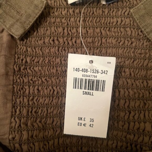Abercrombie & Fitch Linen-Blend Foldover Set Cropped Top - Olive S - Picture 3 of 5